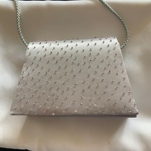 Silver beaded evening bag